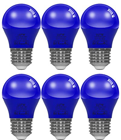 LUTW Blau Bunte Glühbirnen E27, 5W LED Farbige Glühbirne ersetzt 40W Glühlampe, G45 Globe Farbig Leuchtmittel Lampe für Hochzeit Halloween Weihnachten Party Bar, 6 Stück