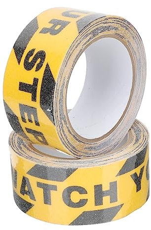 PartyKindom 2rollen Kleberband Für Absperrung Mit Aufdruck Achten Sie Ihre Schritte Selbstklebendes Warnklebeband Anti-rutsch-tape Für Boden Und Treppenstufen Im Außenbereich