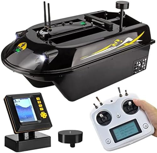 Barco De Cebo RC GPS Buscador De Peces 2 En 1 para Pesca De Carpas, Retorno Inteligente, Carga Máxima 8 Kg, Nivel De Resistencia Al Viento 5, 4 Contenedores De Cebo, Motor Silencioso, 3 Casc