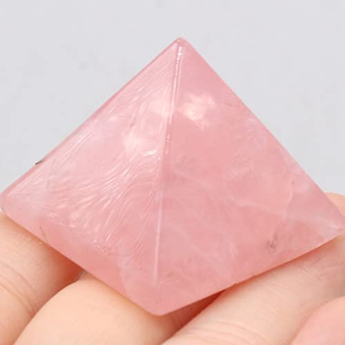 EKFBQBGW Raumdekoration 1PC Natürliche Stein Rose Quarz Tigerauge Pyramide Stein Ornamente Kristall Statue Hause Büro Dekoration Haushalt (Color : Rose Quartz, Size : 1pc 1.37in)