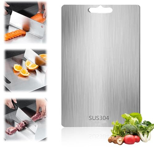 ASIEIT Titan Schneidebrett, Schneidbrett aus Edelstahl for Küche, Cutting Board, Doppelseitiges Lebensmittel Grade Schneidebrett, Küchenbrett for die Küche Obst/Gemüse/Fleisch