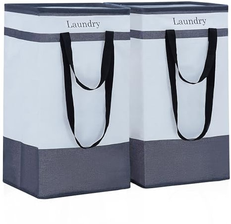 ROSOS Laundry Basket, 100 L Collapsible Laundry Baskets, 2 Pack Laundry Hamper with Extended Double Handle, Foldable Laundry Basket for Laundry Bedroom Bathroom Dorm Storage Clothes Toys, Black