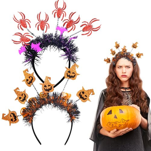 FAINCA 2 Pièces Serre Tete Halloween, Serre Tete Halloween Enfant, Serre Tete Halloween Femme, Serre Tete Citrouille, Serre Tête Araignees, Accessoire Halloween, pour D'halloween Soirées à Thème