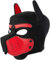Heavelove Kapuzenmaske für Erwachsene, abnehmbar, Cosplay, Vollgesicht, Welpen, Maske, Maulkorb für Menschen, Welpen, Spielhaube, Rot