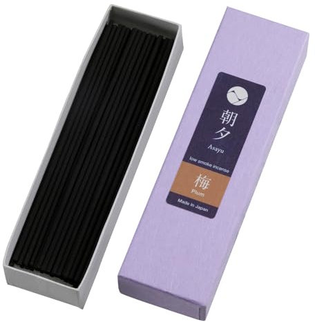 Asayu Japan Incienso Japonés Premium de Flor de Ciruelo - Varillas de Bajo Humo para Calma y Bienestar, Artesanales con Materiales Naturales, Hecho en Japón - 20g