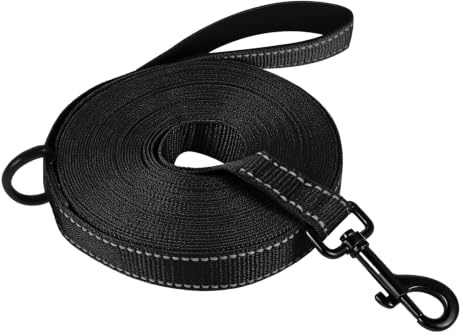 Eyeleaf Longe pour Chien-3M 5M 10M 20M 30M Laisse pour Chien, Laisse De Dressage avec Poignée pour Chiens, Refléchissant (Noir, 3M)