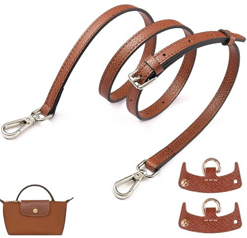 Sunshine smile Schultergurt für Longchamp Tasche Damen,längenverstellbarer Ersatzriemen aus Leder,Handtasche No-Punch Transformationszubehör,Leder Schulterriemen Umhängegurt