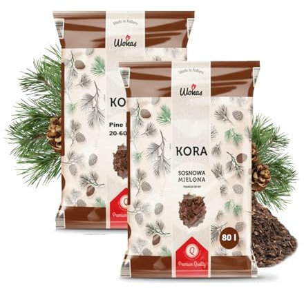 TRANS - PAL Wokas Pine Bark Mulch, 2 x 80L Bags, Natural Straw Mulch for Gardens, Slug and Snail Deterrent