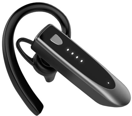 Oreillette Bluetooth sans Fil Dual Mic V5.4 Main Libre Bluetooth Oreillette avec 25H de Temps de Conversation, 180H en Veille, Casques Bluetooth Mono Écouteur pour Conduite/Affaires/Bureau, Argent