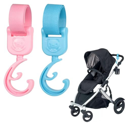 MEXRUMI Kinderwagen Haken，2 Pack Haken Kinderwagen Für Wickeltasche, Handtaschen, Hängesäcke, Rucksäcke, Geldbörsen. Kinderwagen Zubehör, Universelle Passform