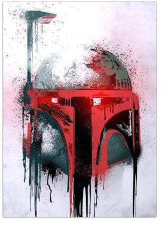 Displate Offiziell Star Wars MetallPoster Magnetische Befestigung Inklusive Lizenziert Bilder Hochwertiges Poster Helmets Graffiti - Boba Fett Graffitti Helmet Poster Größe - 45 cm x 32 cm