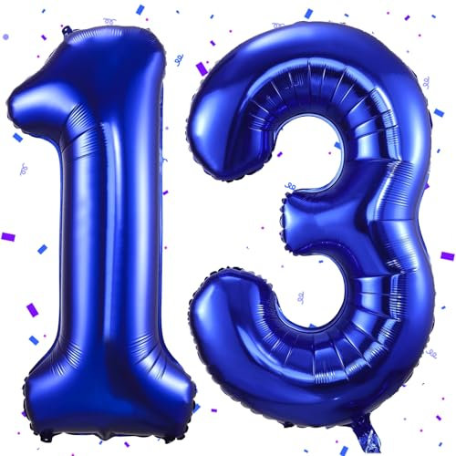 Dunkelblau Luftballon 13,Zahlen Luftballon Dunkelblau,40 Zoll Folienballon 1&3,Zahlenballon 13 Helium Ballon Luftballon 13 Geburtstag für 13th Geburtstagsdeko Mädchen Junge Jubiläum Party Deko