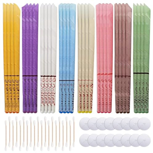 XFSRG 32 Piezas Vela de Oído Limpiador Oidos Limpieza con 16 Discos Protección Fragancia Cera de Abeja Natural Material Vegetal Orgánico