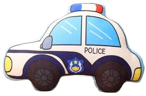 KUKUShining Auto Plüschtier, Kawaii Polizeiauto Gefülltes Kissen Taxi Süßes Feuerwehrauto Weiches Kissen Plüsch Spielzeug Geschenke Für Kinder(Police Car)