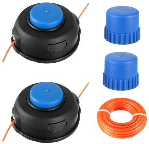 HUAREW 2 piezas T25 Cabezal Recortador para Husqvarna 122LDX 124L 125L 125LDX 128L 128LD 128DJX, con 2 Cambiar el Botón y Hilo de 15 m x 2,4 mm