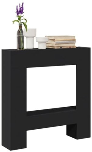 AJJHUUKI Kaminofen & Holzofen Zubehör Kaminumrandung Schwarz 81x18x82 cm Holzwerkstoff