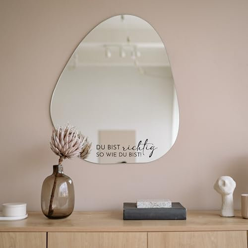 JuPaRo Spiegelaufkleber, Motivierende Sticker für Spiegel & Glatte Oberflächen Hello Beautyful, Glücklich Steht Dir, Selbstliebe & Affirmation Aufkleber (Du bist richtig so wie du bist, Groß)