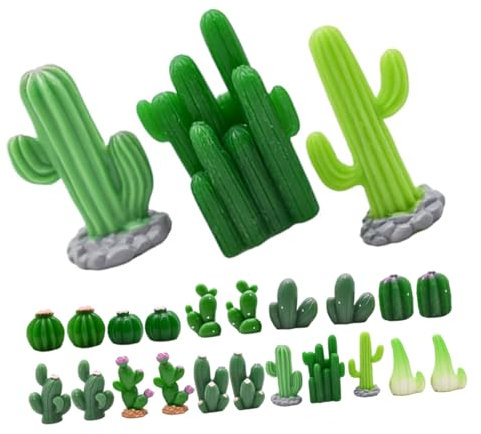 NULYLU Mini Cactus in Resina Statuette Di Cactus in Miniatura 12 Stili Diversi Artificiali Verdi Succulente Finte Per Decorazioni Bonsai in Miniatura Per Case Delle Bambole