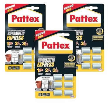 Pattex Repair Express – 3x 6x5g Blister | Schnellhärtende Reparatur-Knetmasse für Innen & Außen, ideal für Holz, Keramik, Stein & Kunststoff