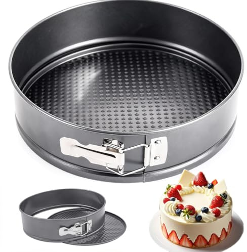 BRIMOREA Springform 24 cm Rund, Antihaft Kuchenform Rund, Käsekuchenform Backform Klein Tortenbackform für Käsekuchen, Torten, Pie, pizza Cake im Heißluftfritteuse Airfryer & Ofen