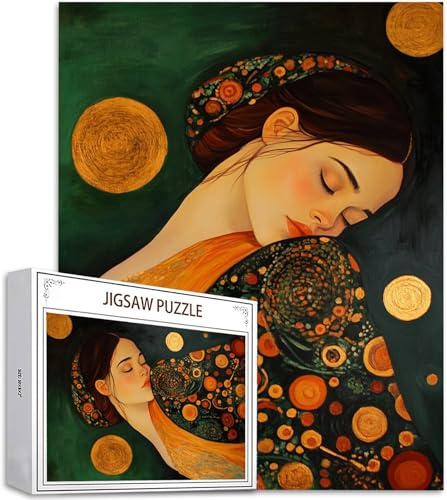Puzzle 1500 Teile Klimt Puzzle Erwachsene, Mehrfarbig Holzpuzzle Erwachsene Puzzelmatten, Klassische Puzzles Frau Wooden Jigsaw für Kinder 14 Jahren, 2025 Dekor 87x57cm H-1444