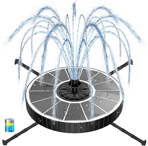 Solar Springbrunnen 3 Sprühhöheneinstellungen, Yzert 3.5W Solar Teichpumpe mit 2000mAh Batterie, 7 Effekte & 4 Rotierende Stäbe Solar Wasserpumpe, Solar Schwimmender Solarpumpe für Vogel-Bad (Weiß)