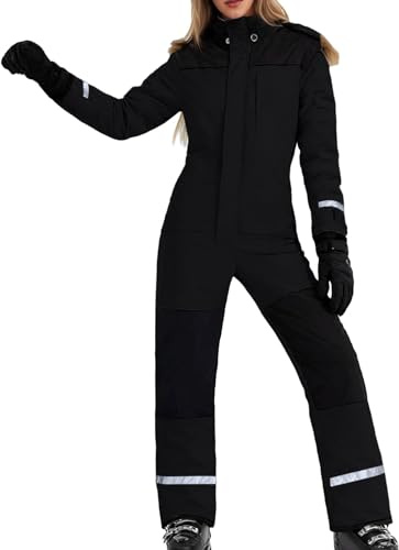 Schneeanzug Damen Einteiler - Damen Einteiler Skioverall Winter Warme Schnee Skifahren Winddicht Wasserdicht Outdoor Schneeoverall Jumpsuit Mit Kapuze Verdicken Schneeanzug Ski Suit
