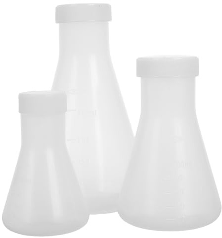 Cabilock 3pcs Plastic Erlenmeyer Flask with Scale Wide Mouth Laboratory Conical Flasks for School Science Education Learning Tool