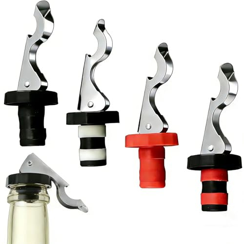 4 PCS Lever-Arm Wine Bottle Stoppers,Bottle Stoppers for Wine Bottles | Reusable Bottle Saver Sealer Wine Stoppers for Corks Beer Spirits Champagne Stopper Vacuum Stoppers for Wine