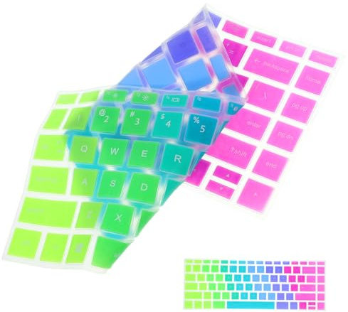 MOLUCKFU Dustproof Silicone Laptop Keyboard Cover Rainbow Pattern Compatible with Hp Pavilion 14 Keyboard Protector Suitable for Home and Office