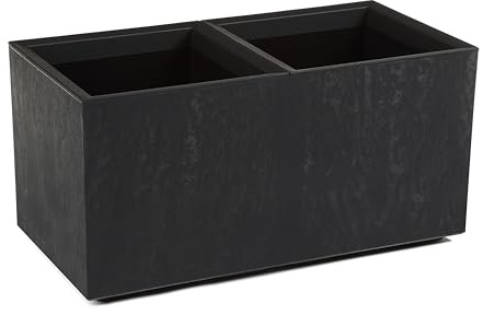 Tymar - Macetero con ruedas, rectangular, aspecto de hormigón, plástico KARO (hormigón negro) 80x40x40 cm