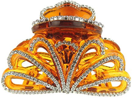 Glamour Girlz Pinza per capelli da sera extra scintillante, 8 cm, con strass (marrone)