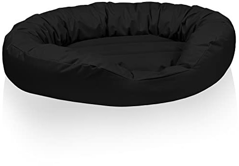 BedDog® Hundebett Sunny, großes Hundekörbchen aus Cordura, waschbares Hundebett mit Rand, Hundekissen oval-rund, für drinnen und draußen, XXXL, Black, schwarz