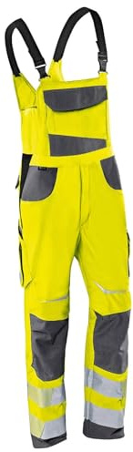 KÜBLER REFLECTIQ Latzhose PSA 2 – Latzhose mit Reflex- und Cordura®-Verstärkungen für mehr Bewegungsfreiheit warngelb/anthrazit Gr. 24