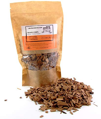 AlcoFermBrew Kastanie holzchips (Getoastet Medium) 100g - Eichenholzspäne | Räucherholz | Eichenholz Chips | Holzspäne | Holzfässer
