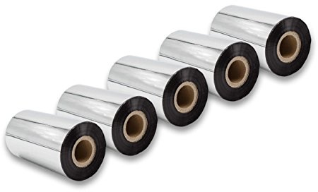 vhbw 5x Thermotransfer-Band kompatibel mit TSC TTP-247 | TTP-246M Plus Drucker Etikettendrucker, Wischfest, 110 mm x 300 m, Wachs-Plus Schwarz