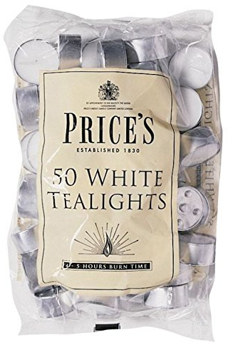 Prices Patent Candles Teelichter, Tasche, weiß 50 Stück