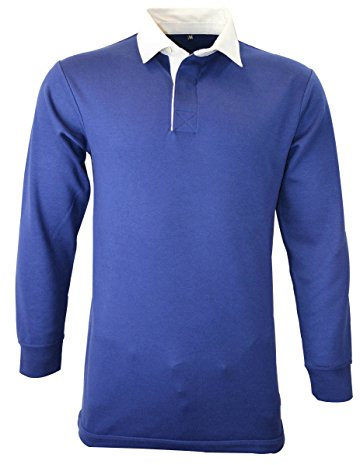Men Rugby Long Sleeve Polo Shirts (Navy, X-Large)
