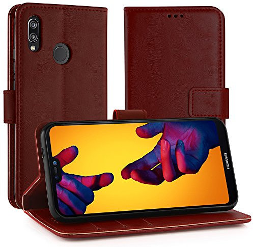 Simpeak Cover Compatibile per Huawei P20 Lite, Custodia Compatibile per Huawei P20 Lite in Pelle Portafoglio con Supporto,[Nuova Versione],Rosso