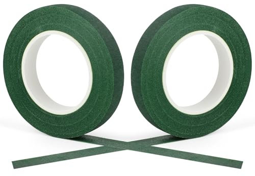 DECORA Lot de 2 rouleaux de papier floral de qualité supérieure pour emballage de tiges de bouquets et travaux manuels (vert foncé)