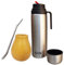 Gaucho Bruno Kit Yerba Mate - Ensemble de Gourde, Paille et Thermos - Tasse en Céramique, Paille Bombilla en Acier Inoxydable et Gourde Isotherme 1L - Kit pour Boisson Maté Bio et Réutilisable - Jaune