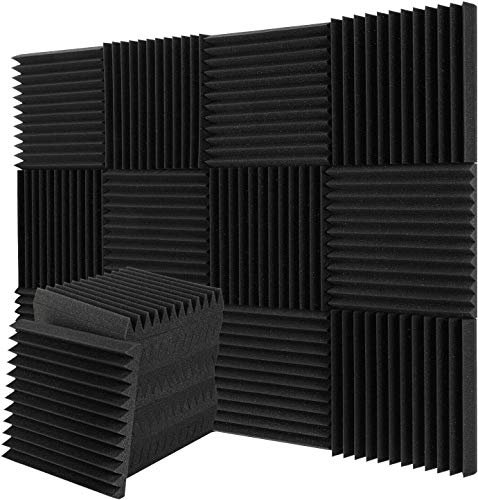 duojin Lot de 24 ou 36 panneaux acoustiques en mousse ignifuge pour studio Noir 30 x 30 x 2,5 cm