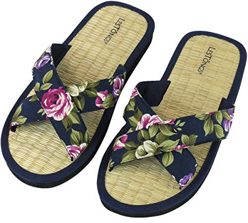 Japanwelt Les Tongs Zimtlatschen Flower Cross - gesunde Zimtsandalen mit Zimtsohlen aus Vietnam - Unisex Größe 39/40 EU