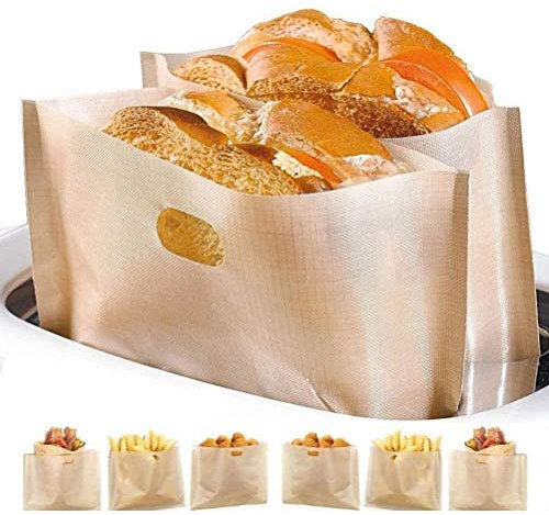 Prevessel 10 sacchetti per tostapane antiaderenti, riutilizzabili, per tostapane, toast, pasticceria, pizza, panini al formaggio, pepite alla griglia, 17 x 19 cm