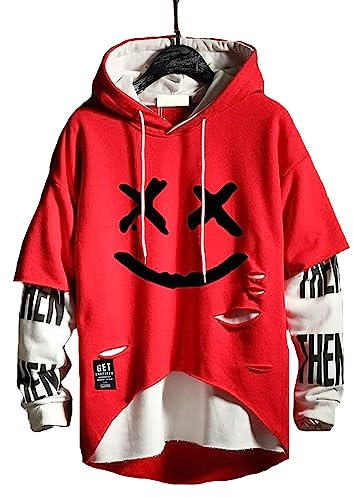 Hello MrLin Herren Techwear Hip Hop Hoodie Japanischer Streetwear Patchwork Urban Jumper
