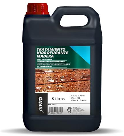 JOVIRA PINTURAS Impermeabilizante Hidrofugante para Madera. Transparente e invisible. Protector hidrofugo para madera. Repelente al agua. (5 Litros) K-31