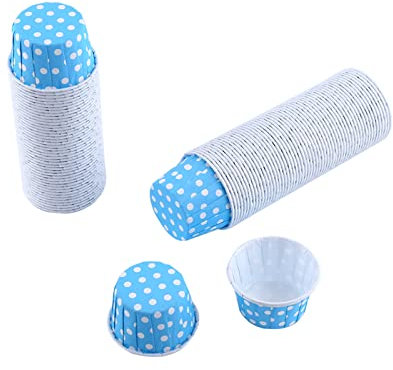 100 Stück Mini Muffin Förmchen Papier Blau, Cupcake Liner Backbecher für Geburtstag Party Hochzeit, Backzubehör für Cupcakes & Muffins, Runde Backformen aus Stabilem Papier