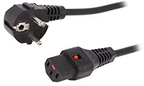 IEC-EL234S Kabel CEE 7/7 (E/F) abgewinkelter Stecker,IEC C13 weiblich IEC LOCK