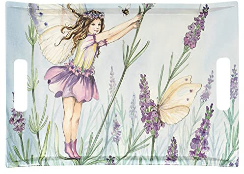 Lashuma Plateau à boissons rectangulaire 38 x 27 cm Violet Motif elfe avec poignées