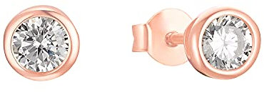 s.Oliver Ohrstecker 925 Sterling Silber Damen Ohrstecker, mit Zirkonia synth., 0,6 cm, Roséfarben, Kommt in Schmuck Geschenk Box, 2032977